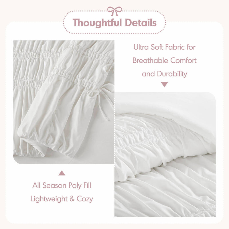 4 Pieces Twin/Twin XL Comforter Set,White