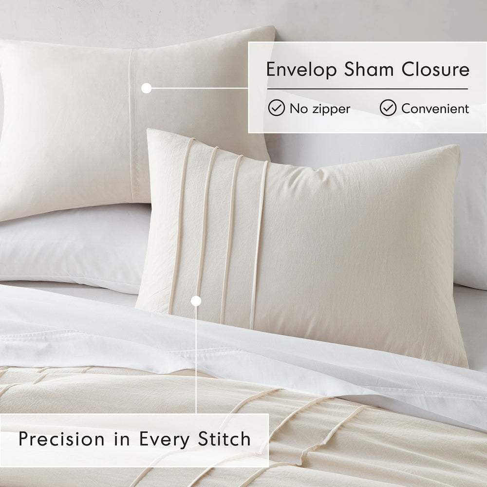 3-Piece Cal King Soft Washed Pleated Comforter Set Media 9