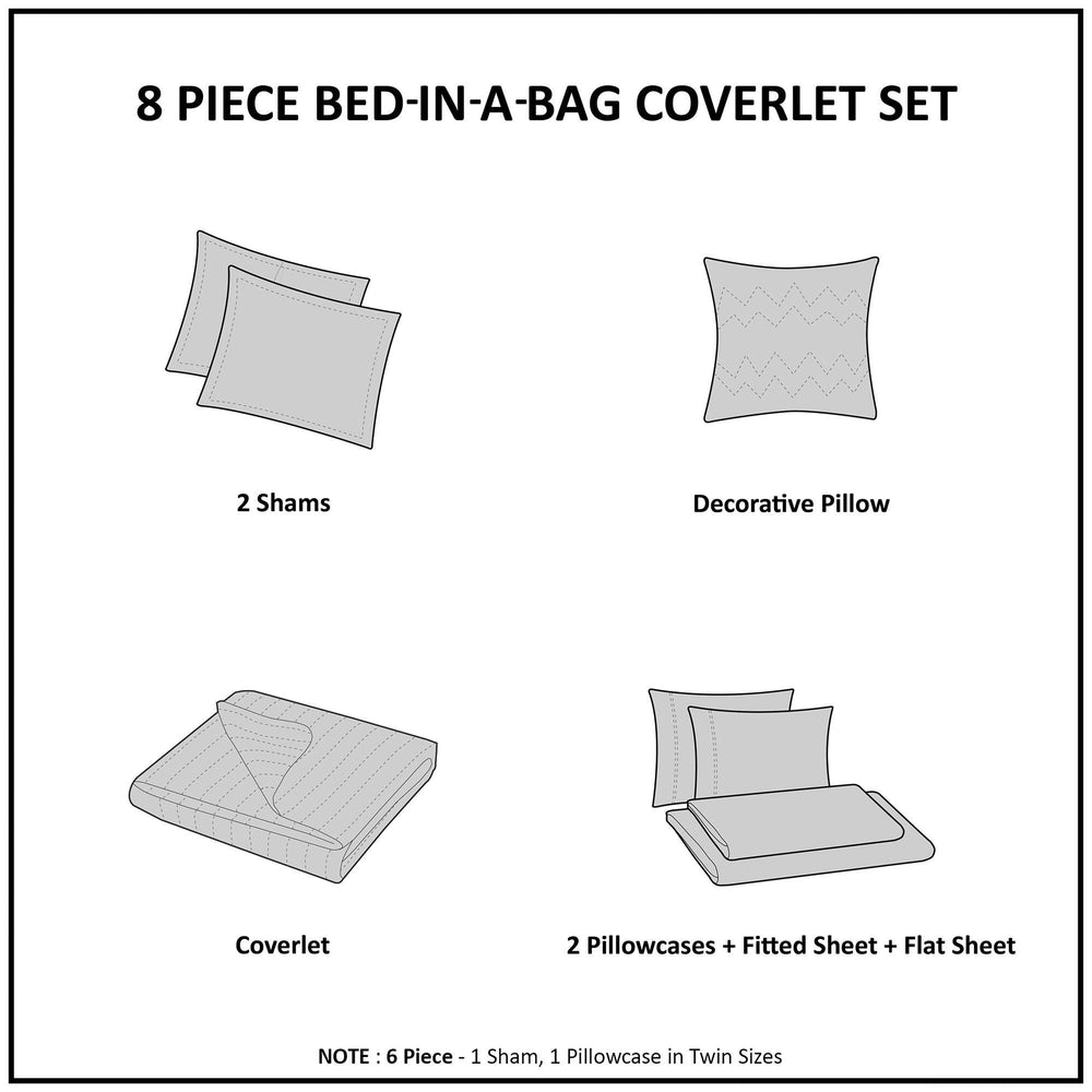 8-Piece Cal King 8 Piece Quilt Set with Cotton Bed Sheets,Navy Media 4