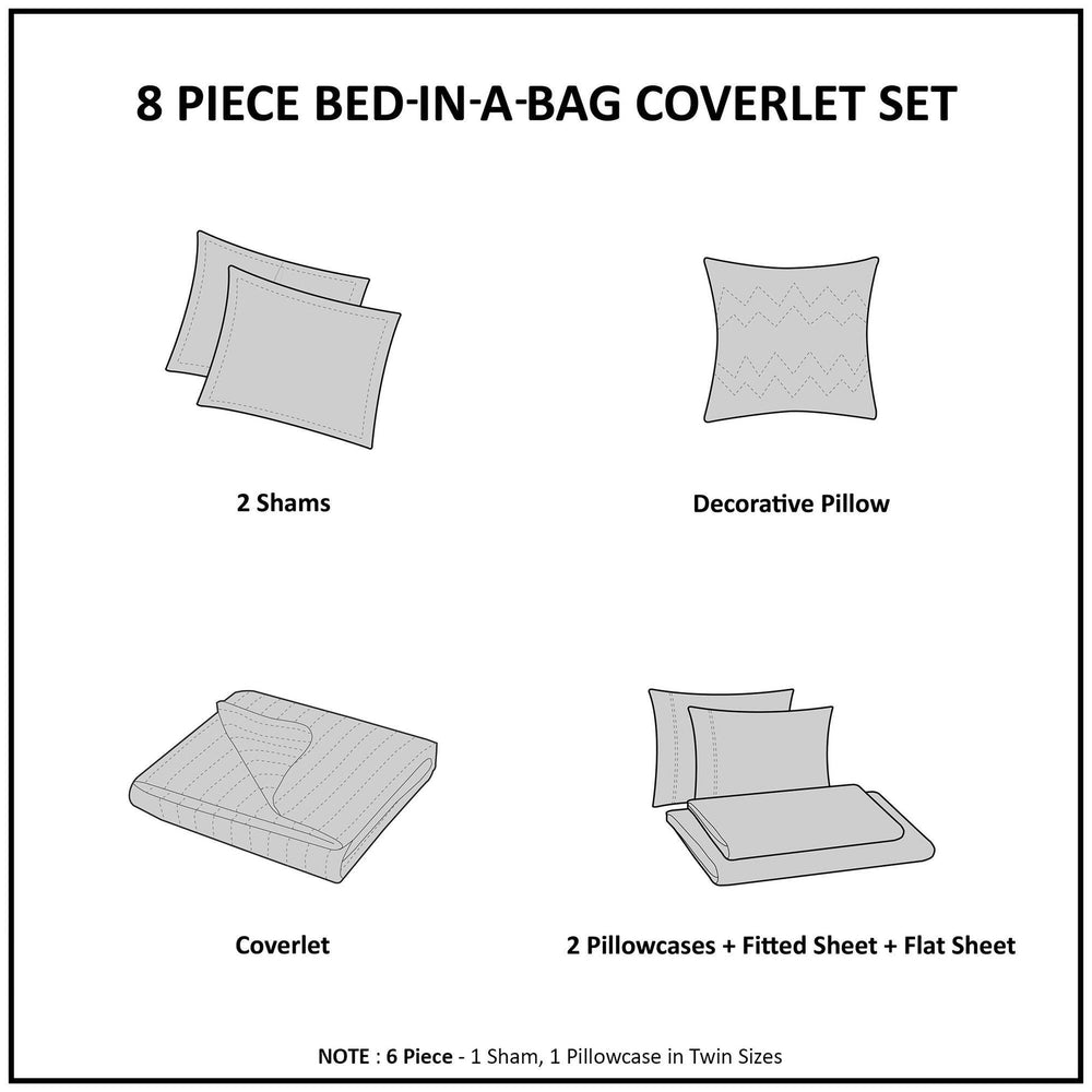 8-Piece King 8 Piece Quilt Set with Cotton Bed Sheets,Navy Media 4