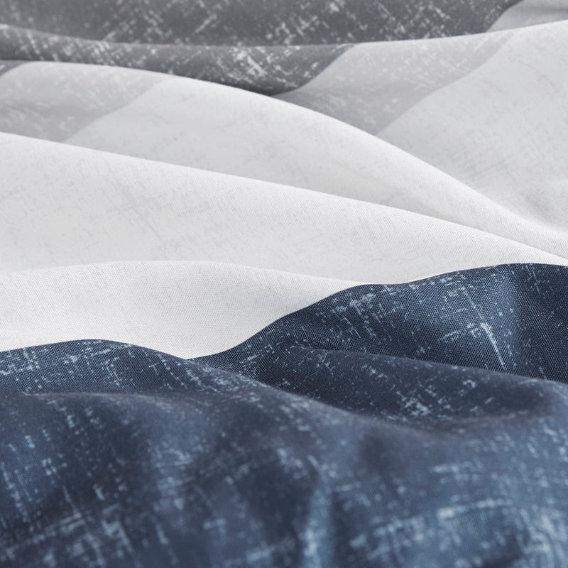Stripe Comforter Set with Bed Sheets Blue/Grey Queen