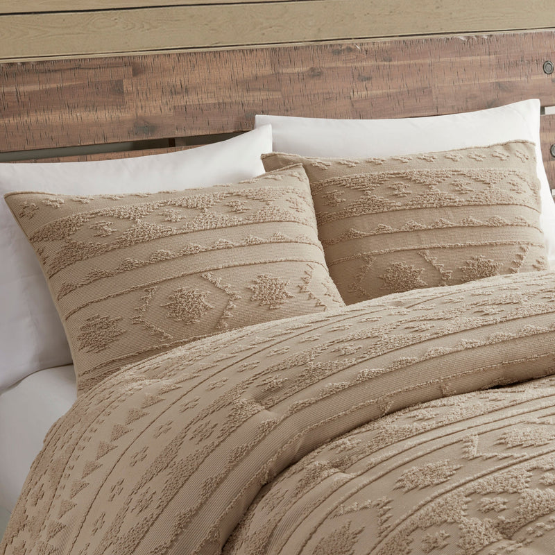 3 PCS Full/Queen Chenille Oversized Comforter Set Tan