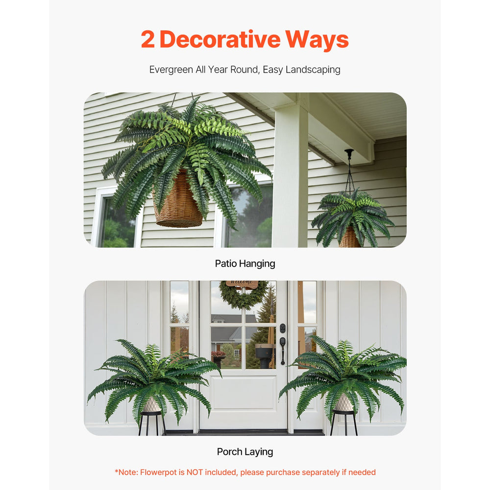 2 Pcs Artificial Boston Ferns Plastic Fern 35 Branches Indoor Outdoor Decor Media 7