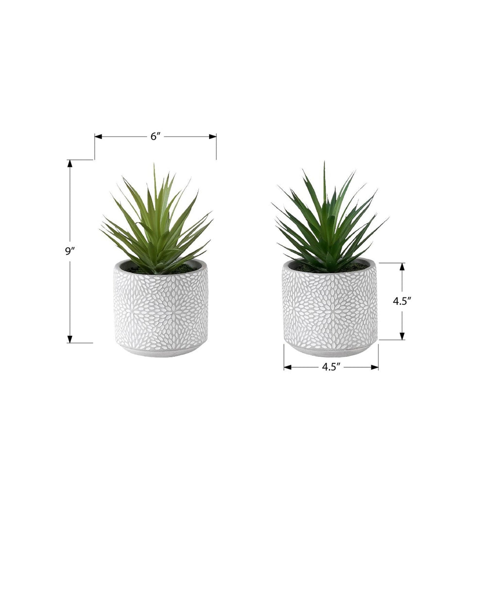 Artificial Plant, Set Of 2, 9' Tall, Succulent, White Cement Pots, Contemporary, Modern Media 5