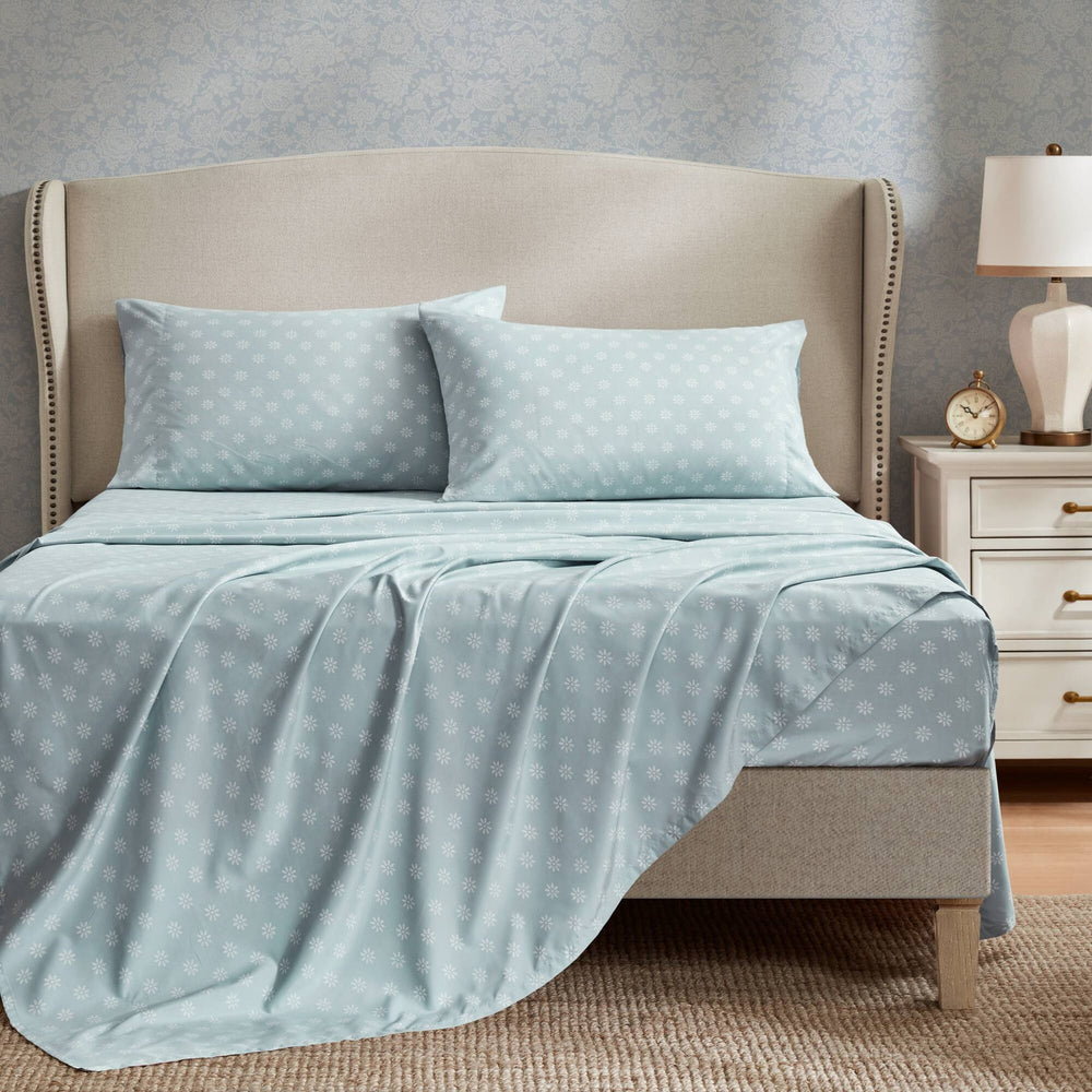 7-Piece Queen 7 Piece Vin -inspired Collection floral print,Soft Blue Media 11