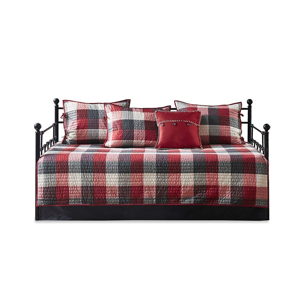 6 Piece Reversible Plaid Daybed Cover Set Red Daybed Media 11