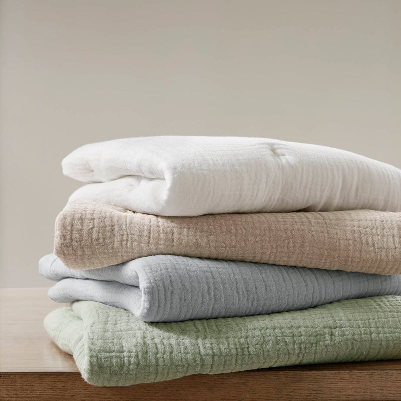 3-Piece Full/Queen Cotton  Embroidered Quilt Set,Sage