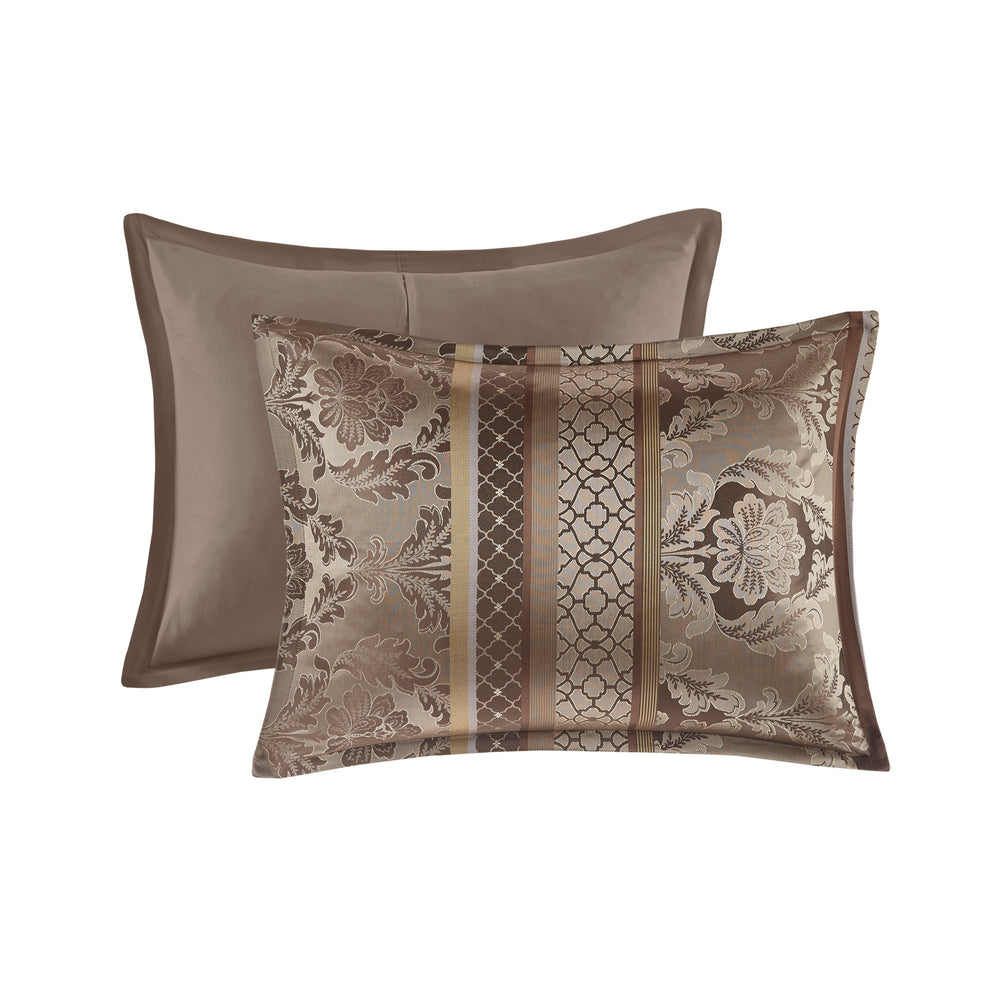 7 Piece Jacquard Comforter Set Brown/Gold Cal King Media 14