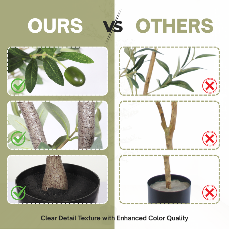6FT Artificial Olive Tree in Black Plastic Pot, 1pc/set