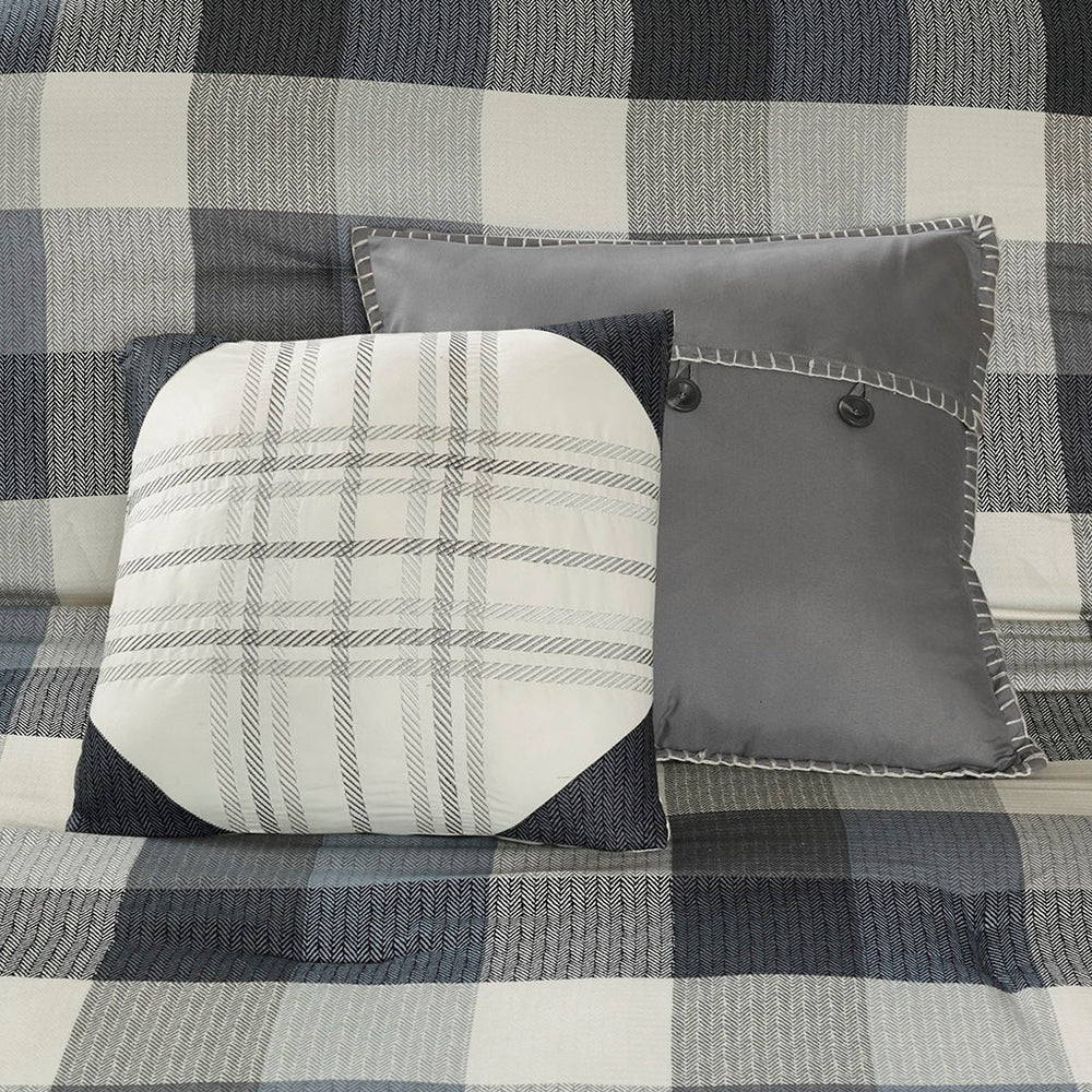 7 Piece Herringbone Comforter Set Grey King Media 6