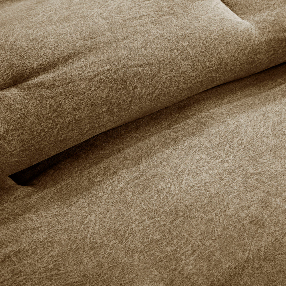 7 Piece Faux Suede Comforter Set Brown Cal King Media 5