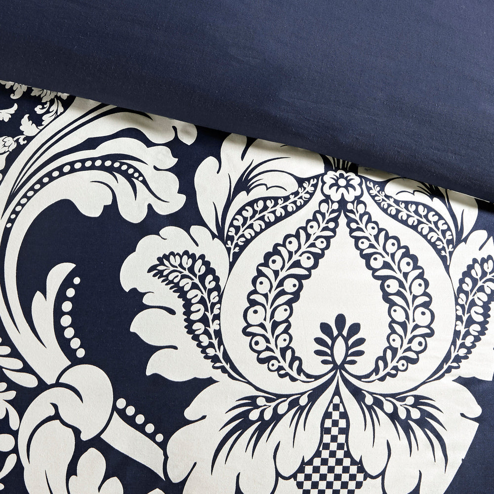 7 Piece Cotton Printed Comforter Set Indigo Cal King Media 12