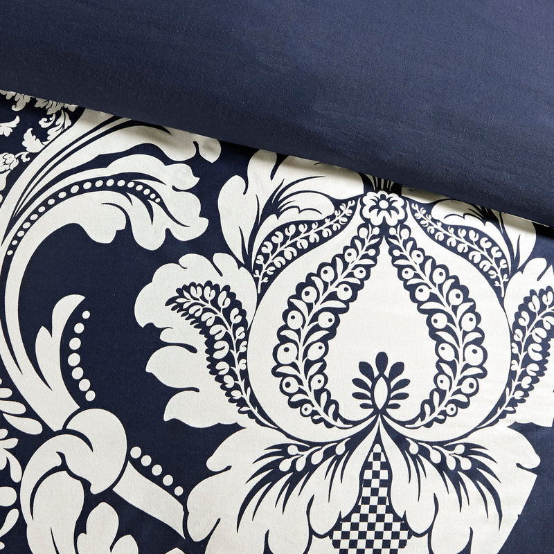 7 Piece Cotton Printed Comforter Set Indigo Cal King