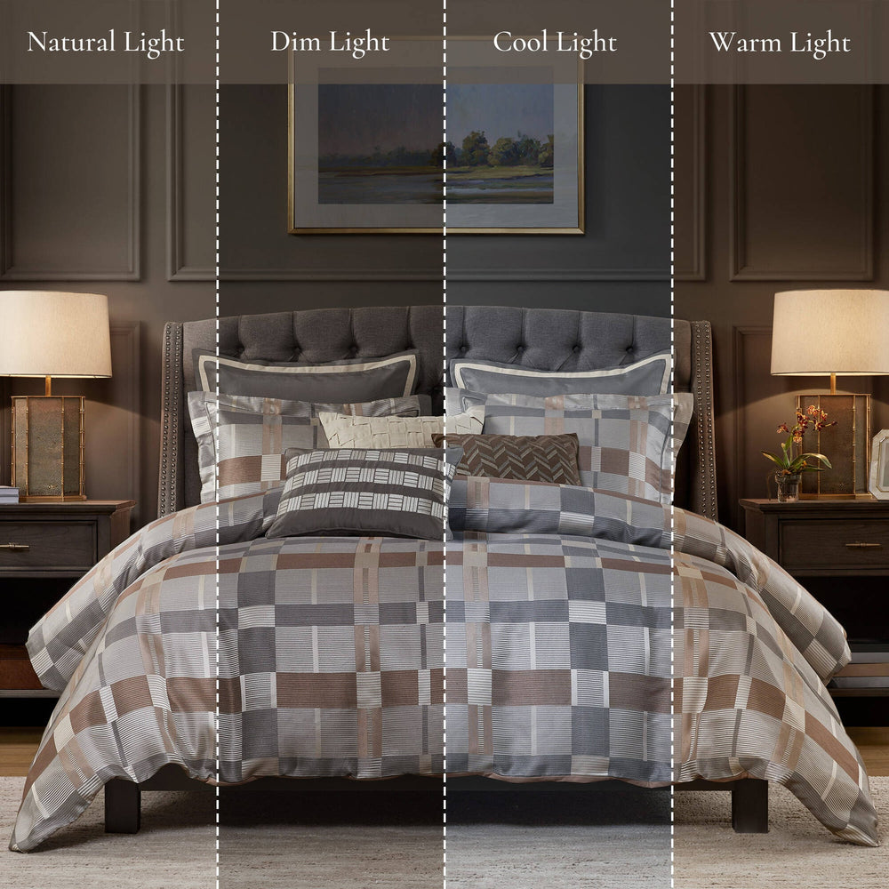 9 PCS King Jacquard Oversized Duvet Style Comforter Set Taupe Media 3