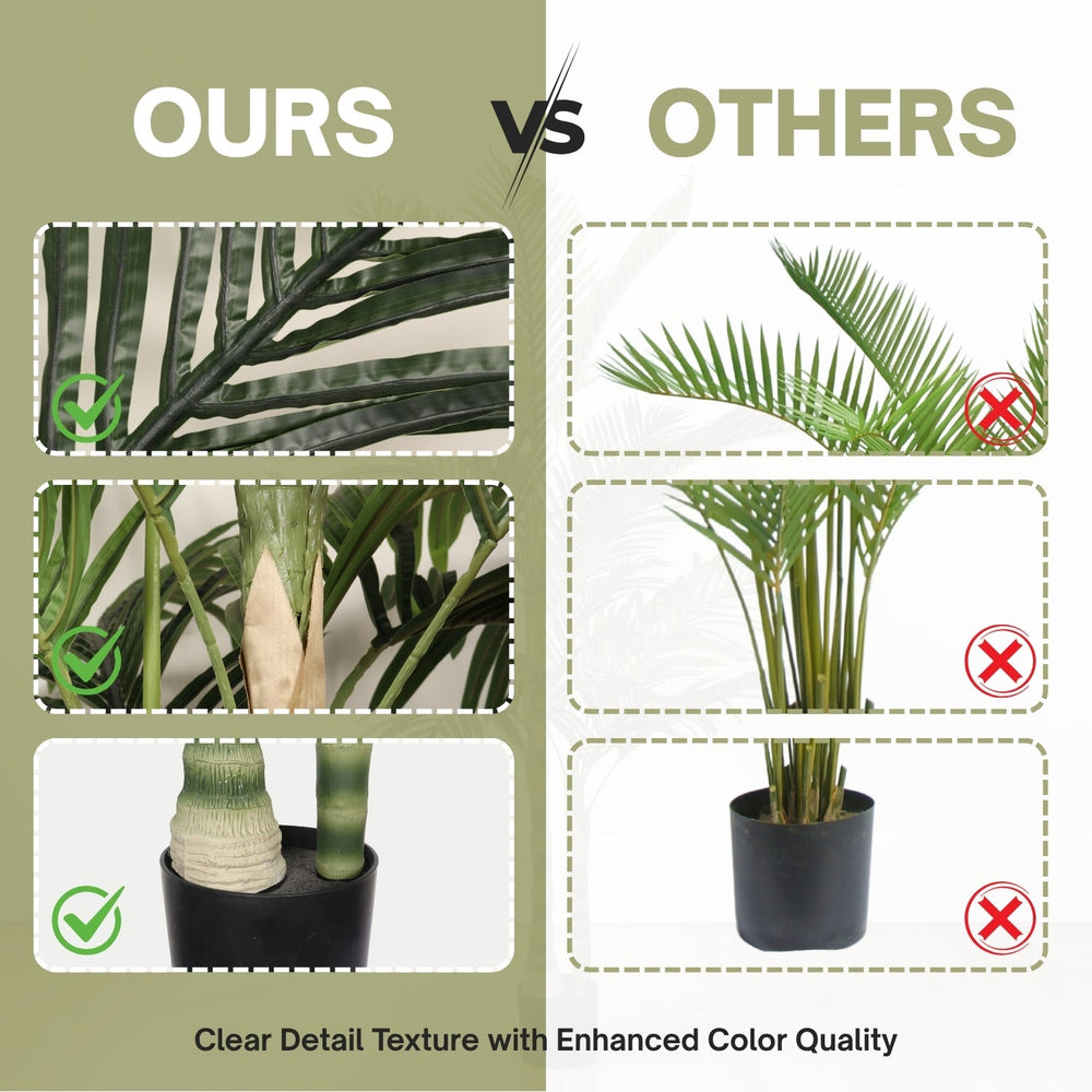 6FT Artificial Palm Tree with Black Plastic Pot, Tropical Fake Plant for Indoor Outdoor Decoration, Faux Palm, 1pc/set Media 4