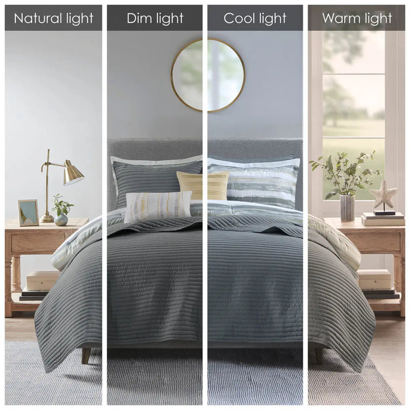 8 Piece Printed Seersucker Comforter and Quilt Set Collection