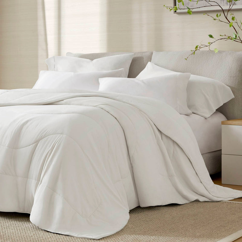 1-Piece King/Cal King Reversible Tencel Comforter Blanket,White