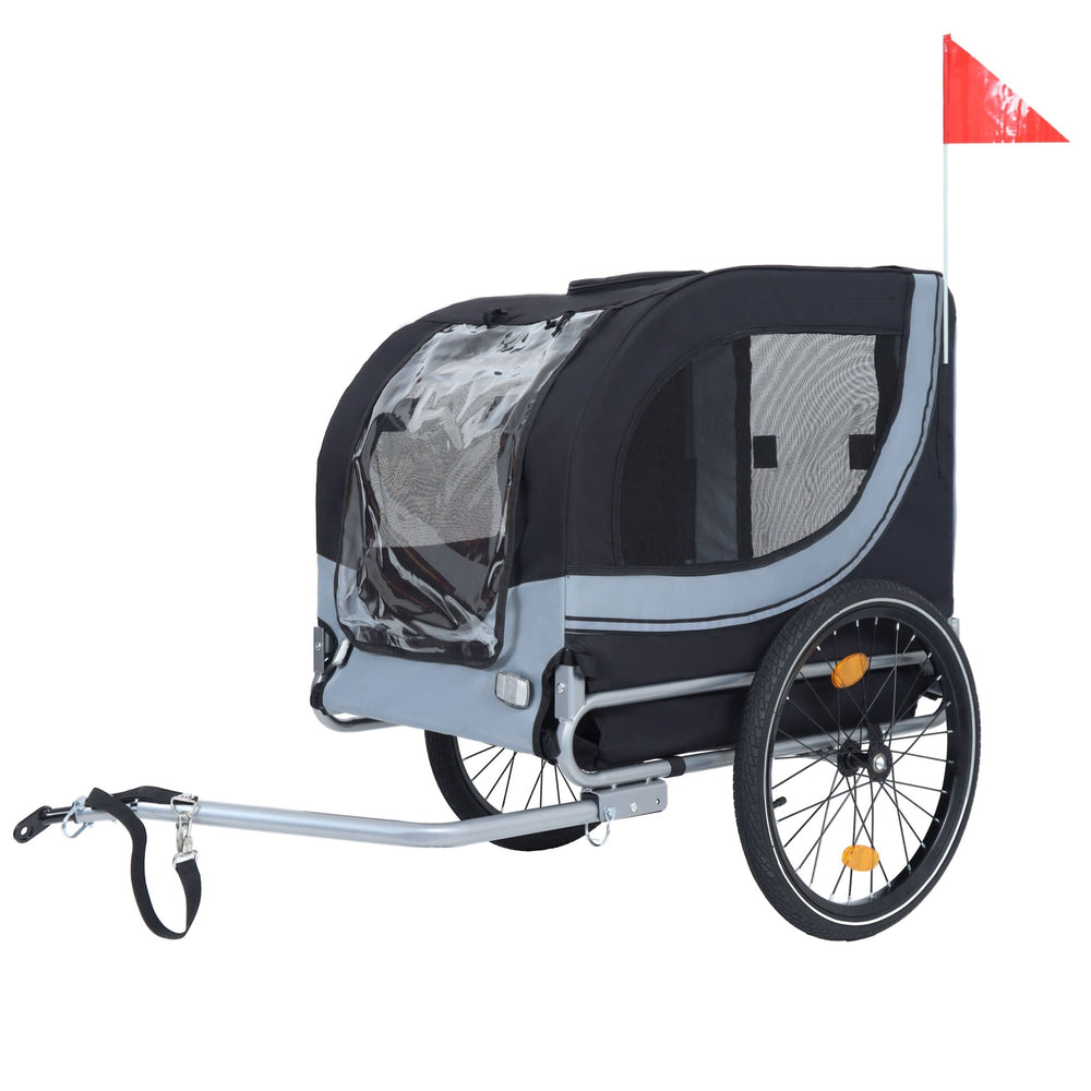 Large Folding Bike Trailer for Dogs – 66LB Capacity All-Terrain Pet Carrier, Durable Steel Frame for Cycling, Jogging, Camping & Outdoor Adventures, Black- Gray Media 3