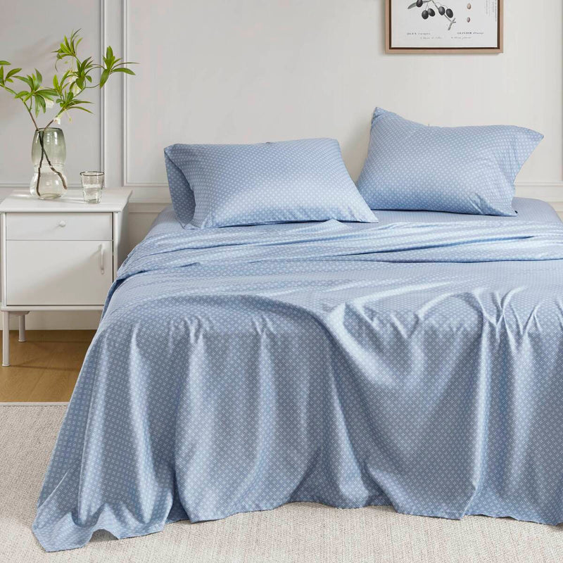 Floral Comforter Set with Bed Sheets Blue King