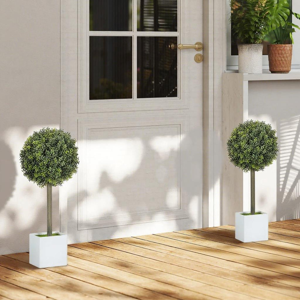 2 pcs Artificial Plants Fake Boxwood Topiary Balls with 114 PE Leaves Media 5