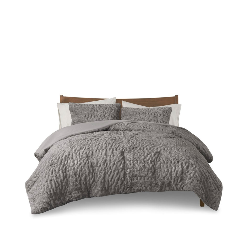 King/Cal King Ruched Fur Down Alternative Comforter Set Media 5
