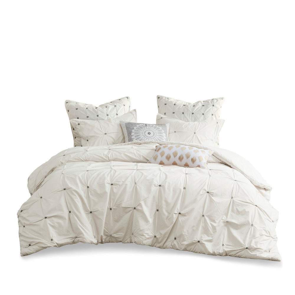 King/Cal King 3 Piece Elastic Embroidered Cotton Duvet Cover Set Media 3
