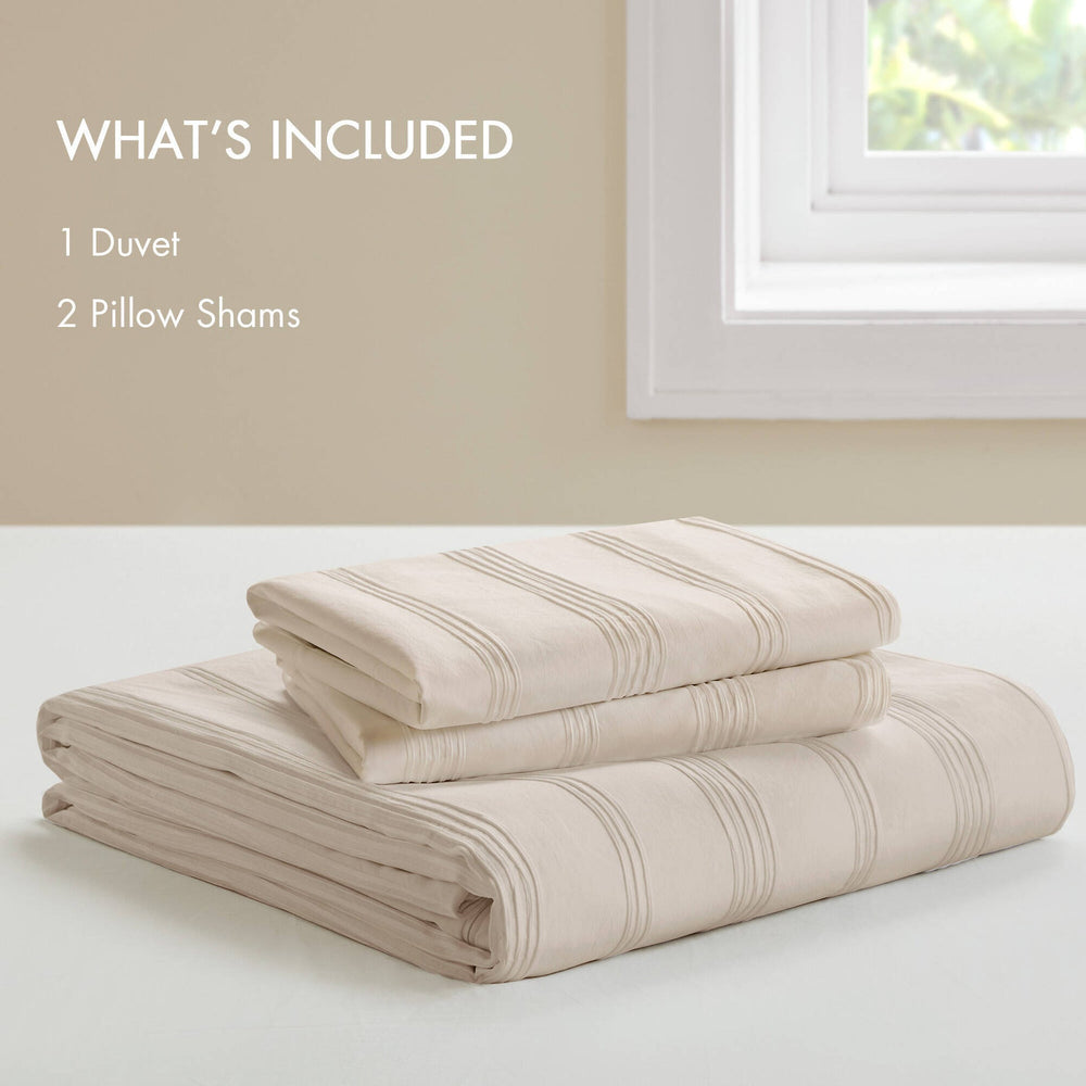 3-Piece Cal King Woven Striped Duvet Set Media 3