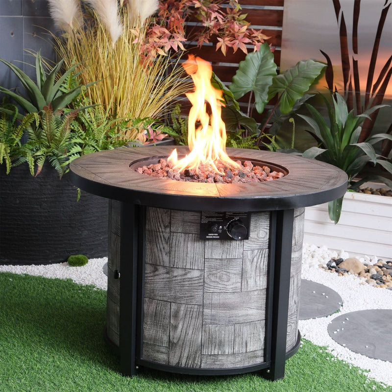 Outdoor Propane Fire Pit Concrete Stonecrest & Lava Rocks Cover Included