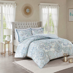 3 Piece Cotton Floral Printed Reversible Duvet Cover Set perspective