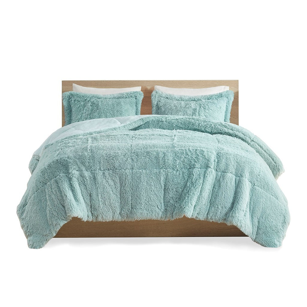 King/Cal King Shaggy Long Fur Comforter Mini Set Media 9