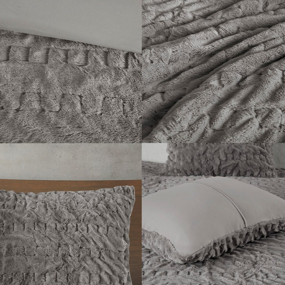 Full/Queen Ruched Fur Down Alternative Comforter Set Media 6