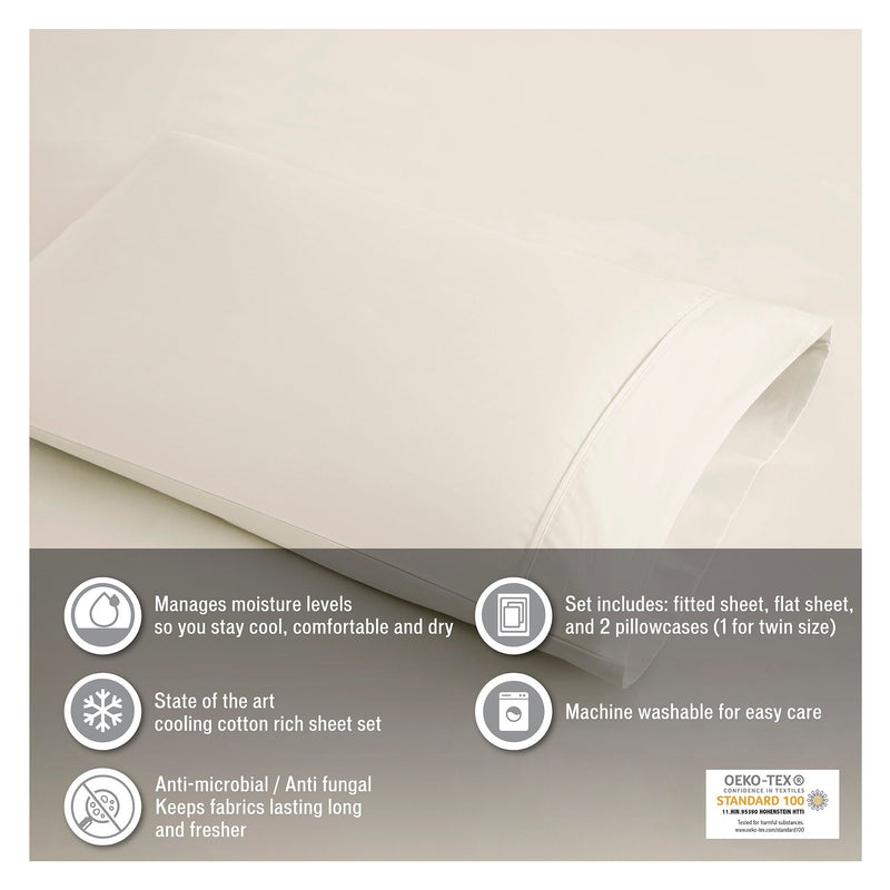 4-Piece Cooling Cotton Blend Sheet Set