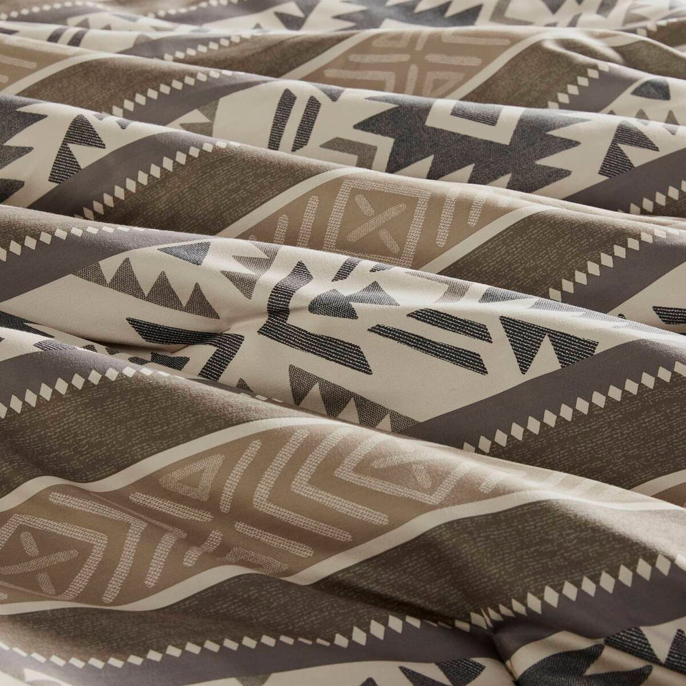 5 Piece Stripe Herringbone Comforter Set with Throw Pillows Brown King/Cal King Media 4