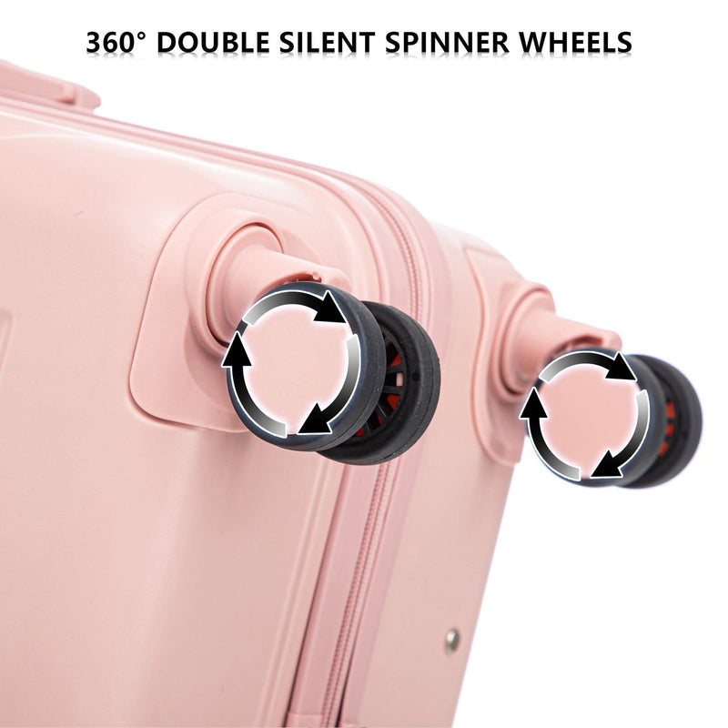 ABS Spinner Luggage 3 Piece Set Pink Matching Color & Combination Lock For Travel Use
