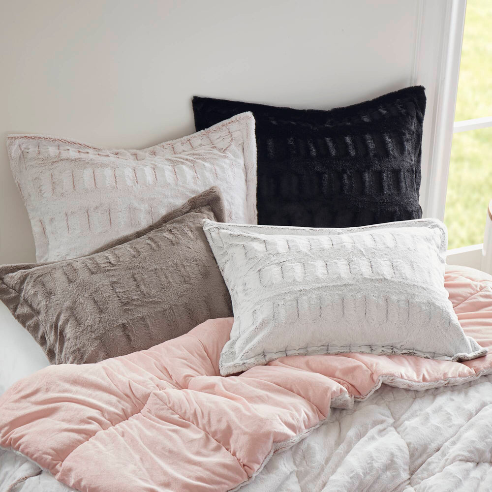 2 PCS Twin/Twin XL Solid Faux Fur Comforter Mini Set Gray Media 9