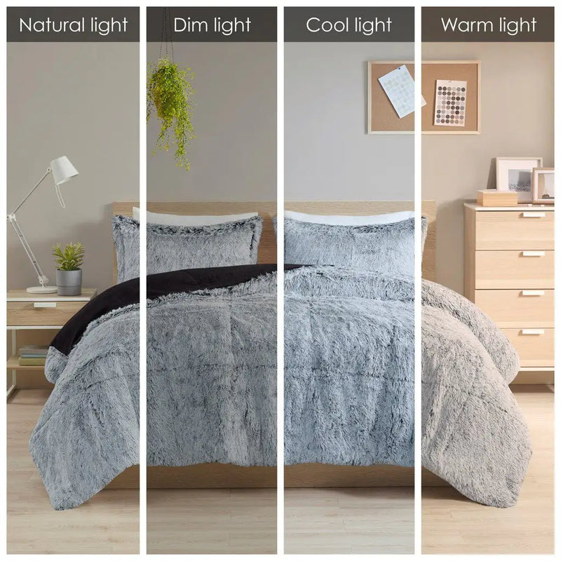 Shaggy Long Fur Comforter Mini Set