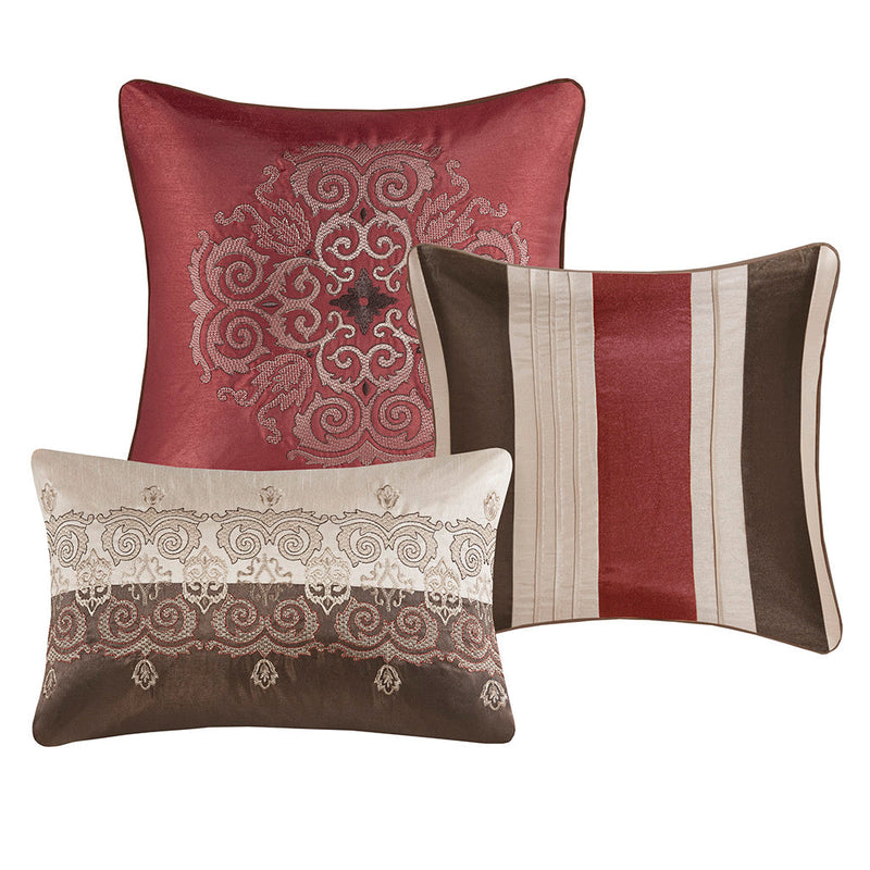 Queen 7 Piece Jacquard Comforter Set with Throw Pillows