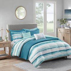 8 Piece Printed Seersucker Comforter and Quilt Set Collection perspective