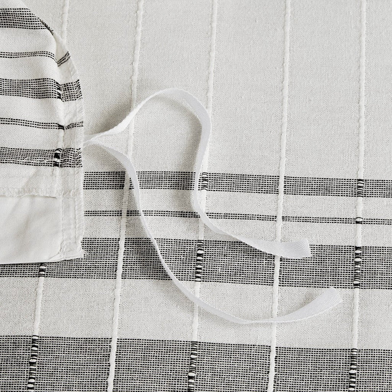 5 Piece Cotton Jaquard Duvet Set White/Grey King/Cal King