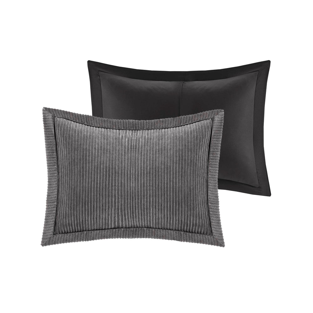 7 Piece Micro Corduroy Comforter Set Grey Cal King Media 10