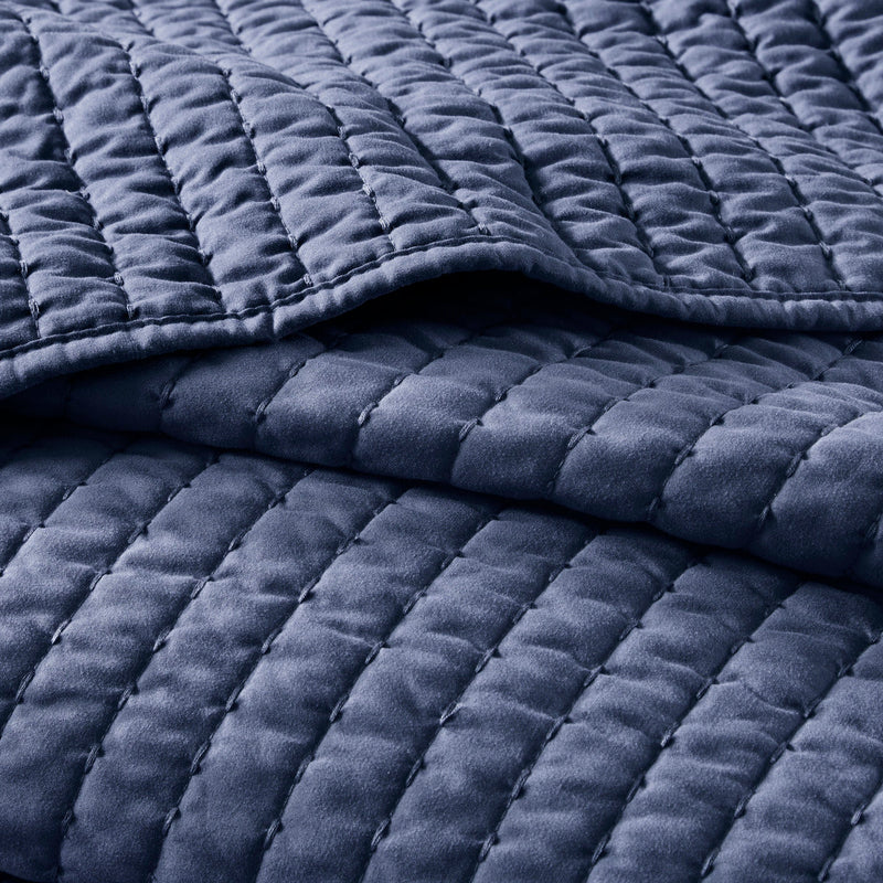 3 Piece Quilt Set Navy Full/Queen