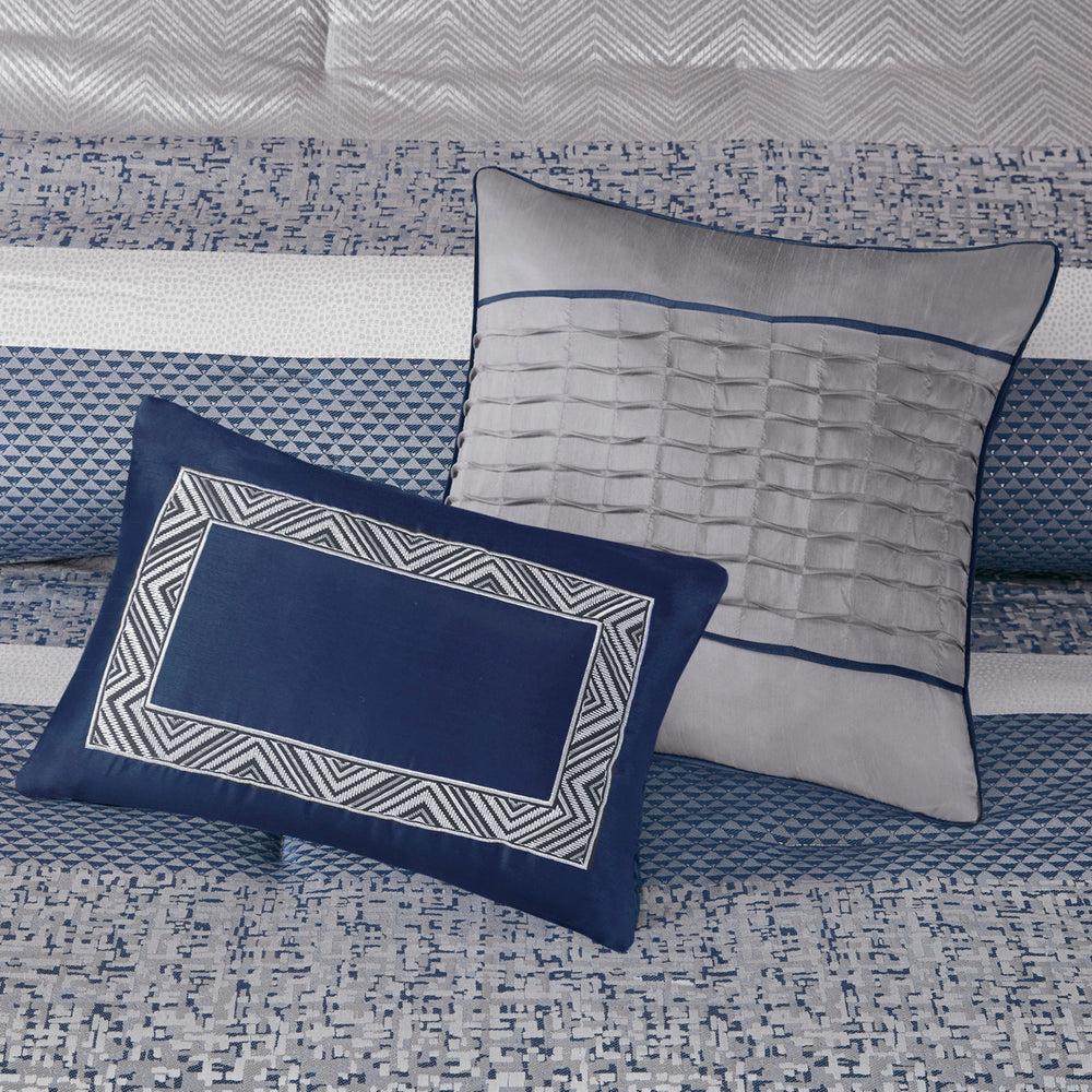 7 Piece Jacquard Comforter Set Navy Cal King Media 8