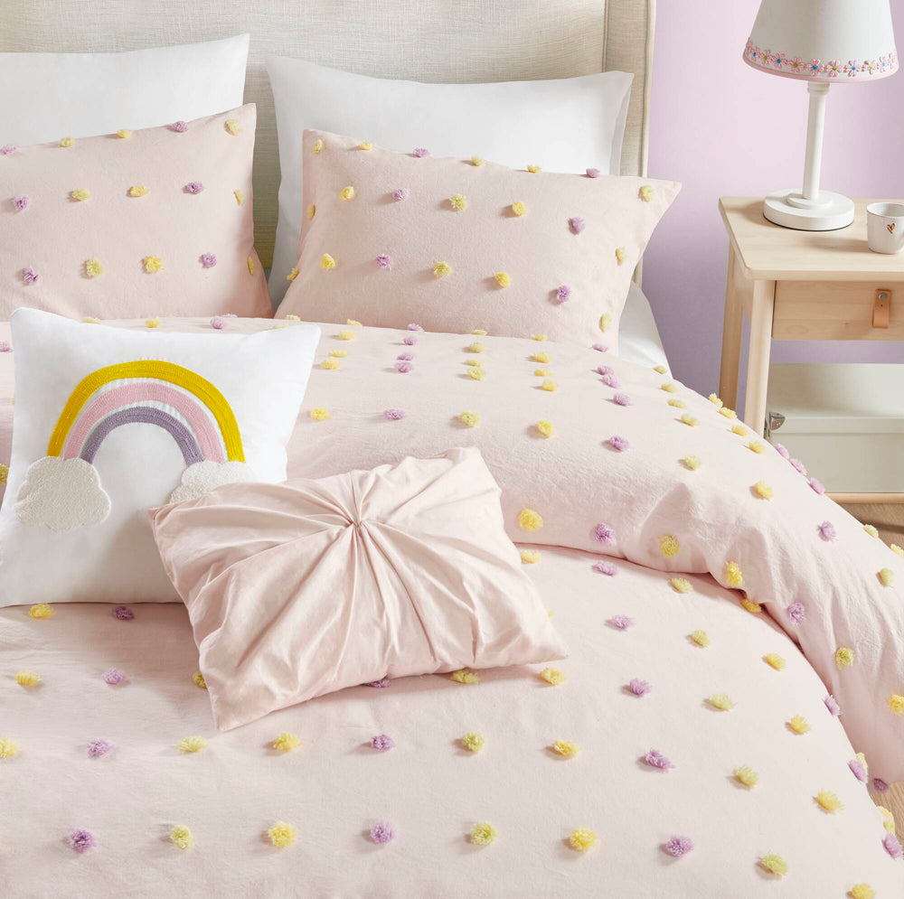 5PCS Full/Queen Cotton Jacquard Pom Pom Comforter Set Media 20