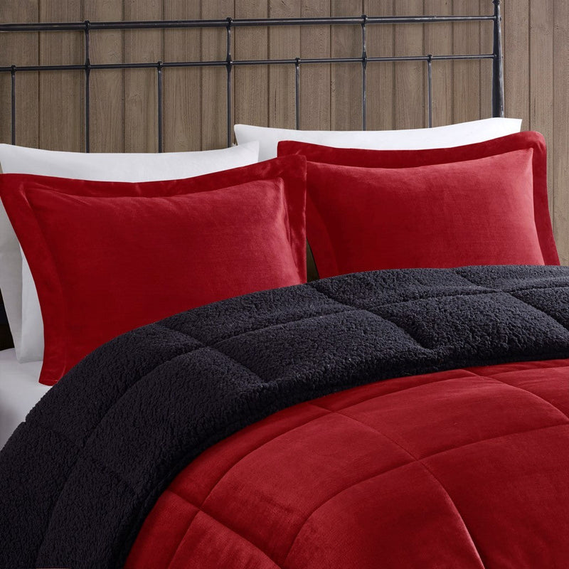 Full/Queen Plush to Sherpa Down Alternative Comforter Set