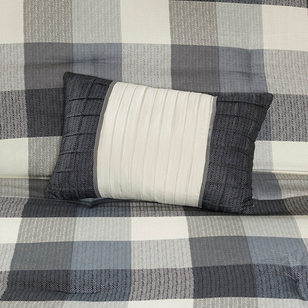7 Piece Herringbone Comforter Set Grey King Media 2