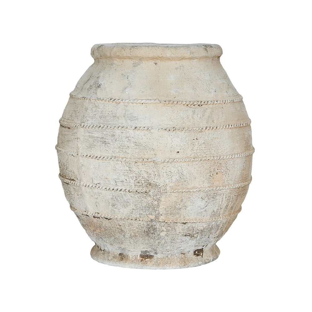 17.5x17.5x18.5' Round Magnesium Flower Pot with Weathered White Finish and Ridged Texture Media 3
