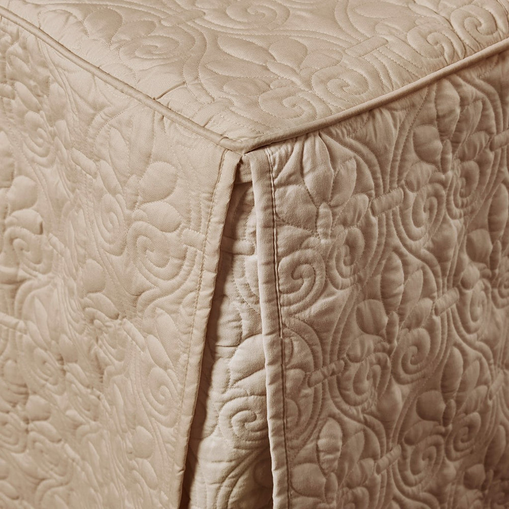 3 Piece Split Corner Pleated Quilted Bedspread Khaki King Media 11