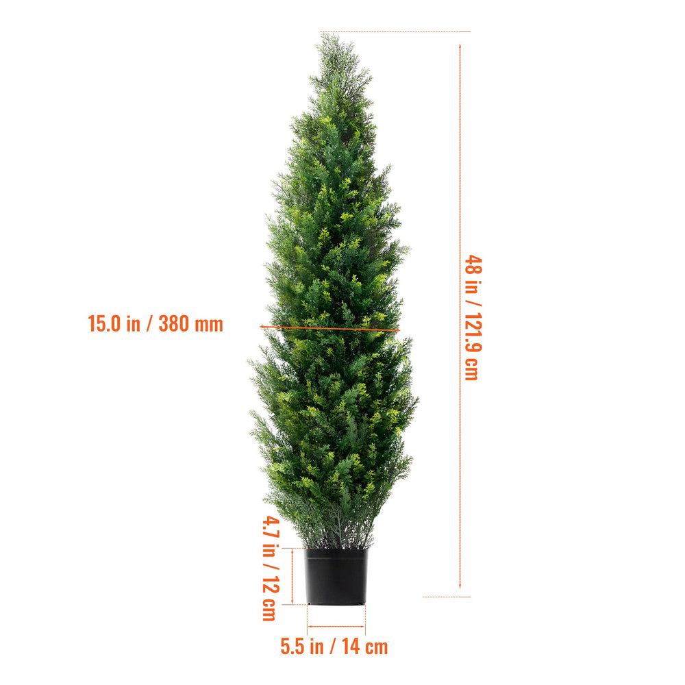 2 Pack 4' Artificial Cedar Topiary Tree Faux Plant UV Decor In/Outdoor Media 4