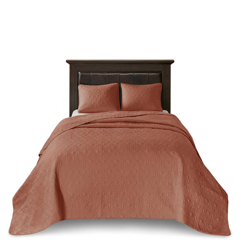 3 Piece Reversible Bedspread Set Clay Red Queen