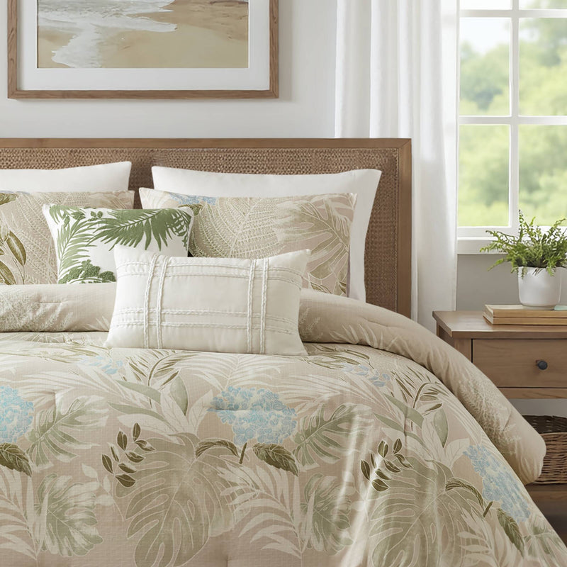 6 Piece Oversized Cotton Comforter Set with Throw Pillow